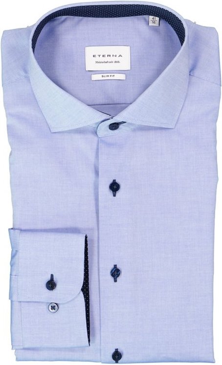 Thumbnail - ETERNA Herren Hemd blau meliert Slim Fit