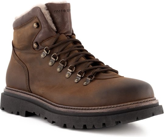 rosso e nero Herren Schnürboots braun Glattleder