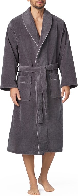 Morgenstern Herren Bademantel grau Baumwolle & Mix unifarben
