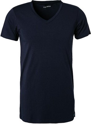 bruno banani Herren V-Shirt blau Baumwolle & Mix unifarben