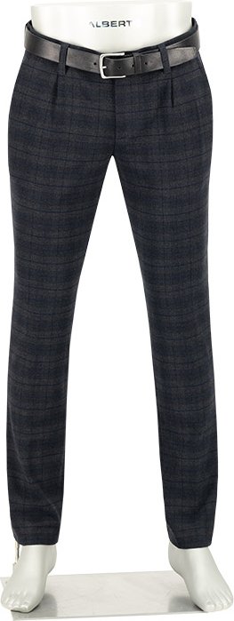 Alberto Herren Bundfaltenhose grau kariert