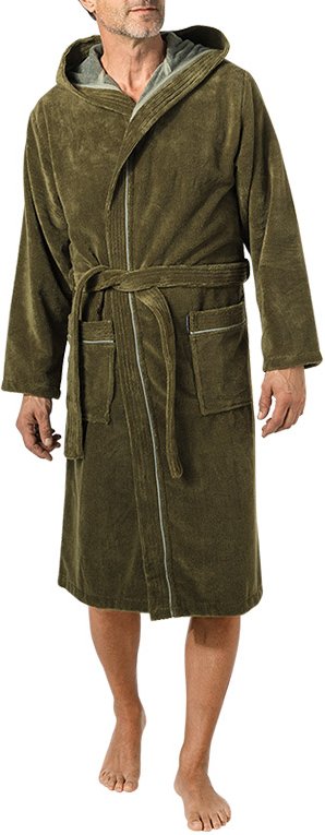 Morgenstern Herren Bademantel grün unifarben