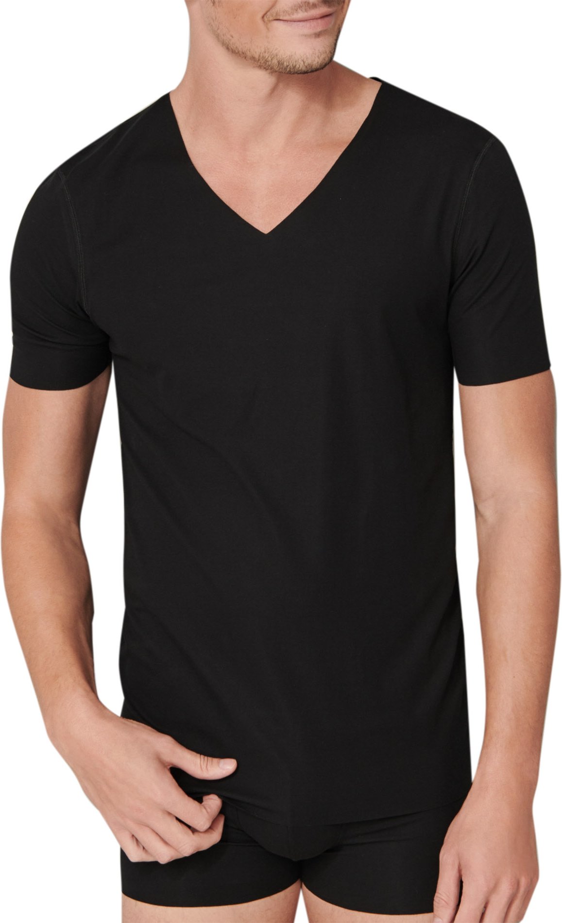 Schiesser Herren T-Shirt schwarz Baumwolle & Mix unifarben