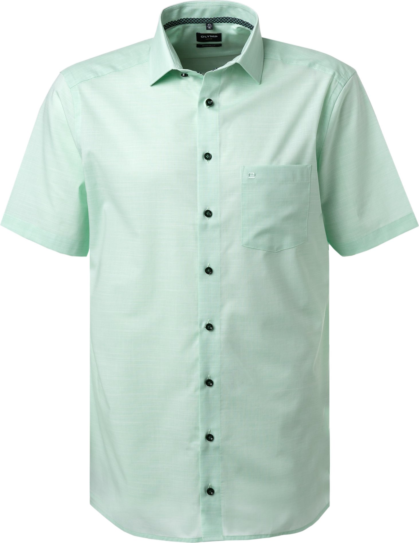 OLYMP Herren Kurzarmhemd grün meliert