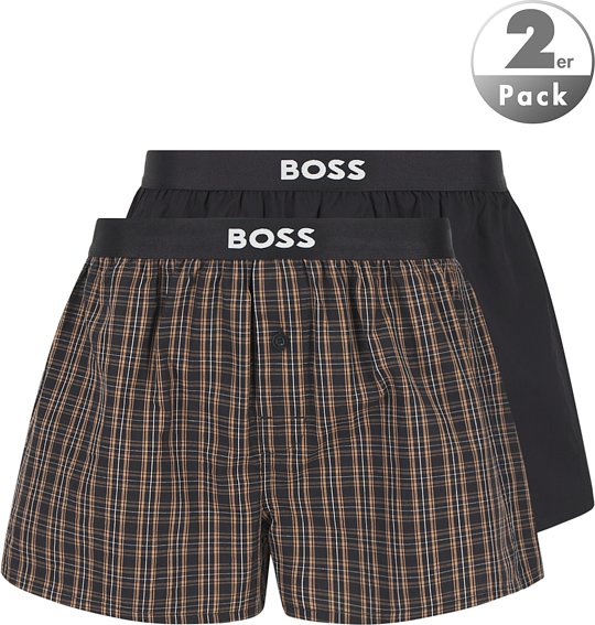 Thumbnail - BOSS Black Herren Boxershorts schwarz Baumwolle & Mix Kariert