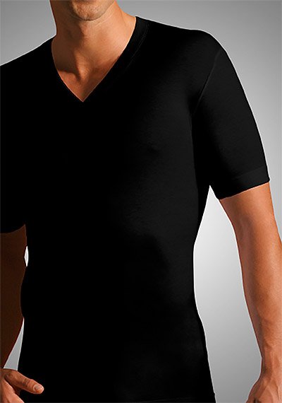 Novila Herren V-Shirt schwarz Ägyptische Baumwolle unifarben
