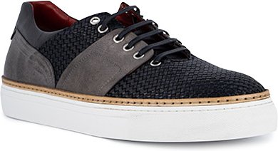 rosso e nero Herren Sneaker blau Glattleder