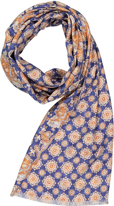 Ascot Herren Schal blau Seide gemustert