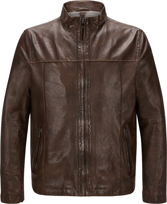 Thumbnail - MILESTONE Herren Lederjacke braun unifarben