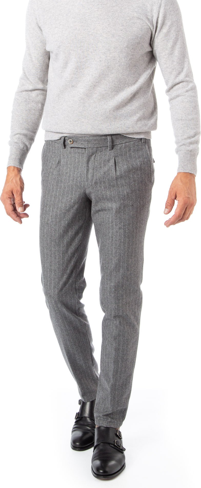 HILTL Herren Hosen grau gestreift Slim Fit