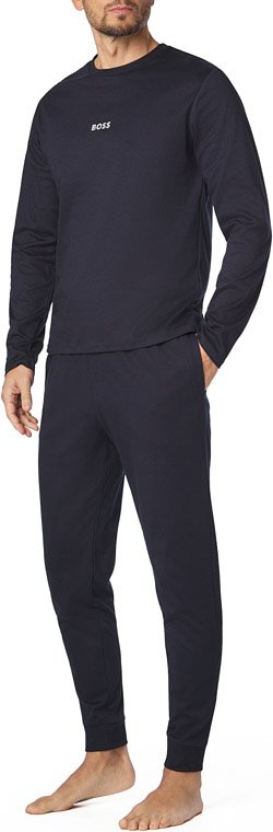 BOSS Black Herren Schlafanzüge blau Jersey-Baumwolle unifarben