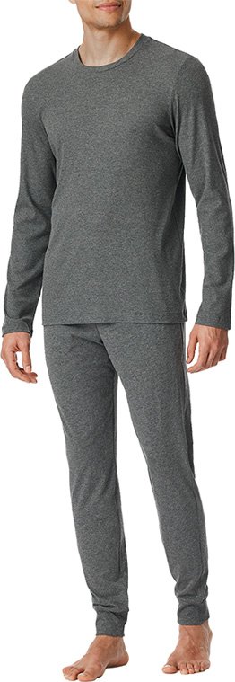 Thumbnail - Schiesser Herren Pyjama grau Jersey-Baumwolle unifarben