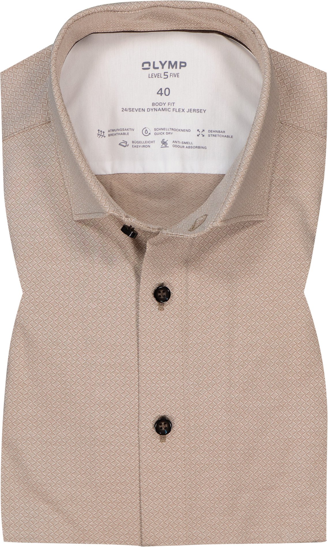 OLYMP Herren Hemd beige gemustert