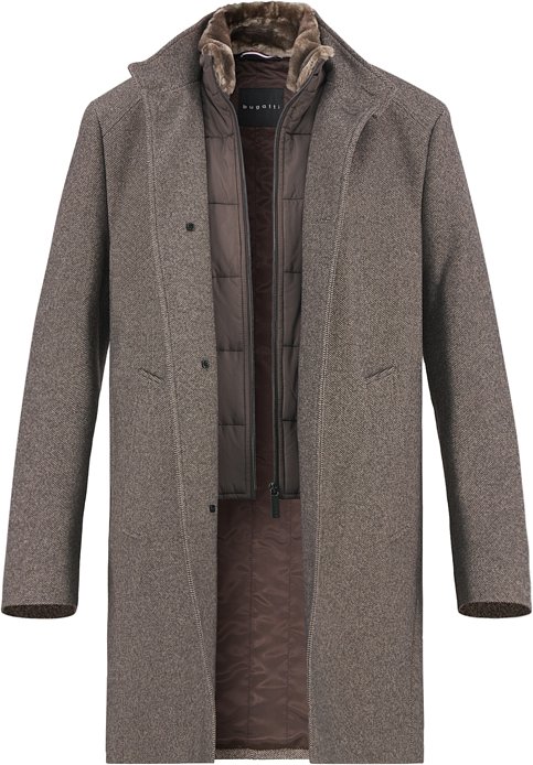 bugatti Herren Mantel beige unifarben