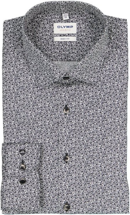 OLYMP Herren Hemd schwarz gemustert