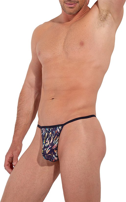 HOM Herren G-String blau Mikrofaser/Funktion Geprintet