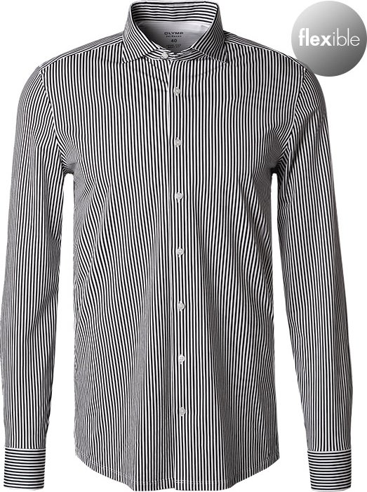 OLYMP Herren Hemd schwarz gestreift
