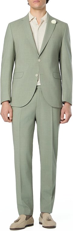 CG Herren Anzüge grün meliert Slim Fit