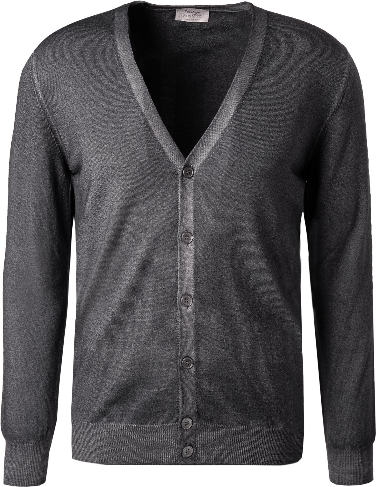 Thumbnail - Gran Sasso Herren Cardigan grau unifarben