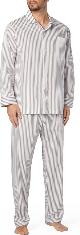 Novila Herren Pyjama braun Reine Baumwolle Gestreift