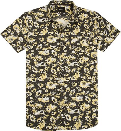 Quiksilver Herren Kurzarmhemd schwarz geblümt