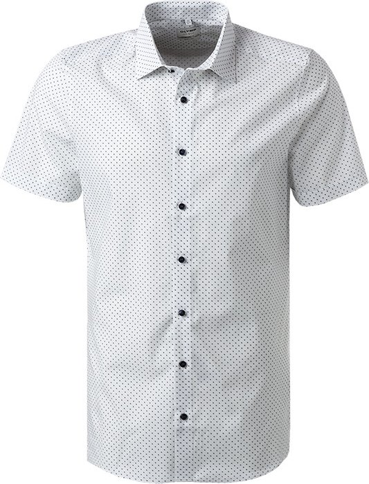 OLYMP Herren Kurzarmhemd blau gemustert