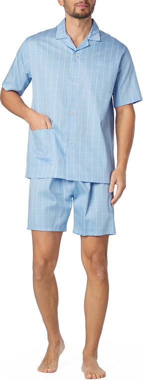 Novila Herren Pyjama blau Reine Baumwolle Gemustert,unifarben