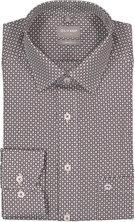 OLYMP Herren Hemd braun gemustert Comfort Fit