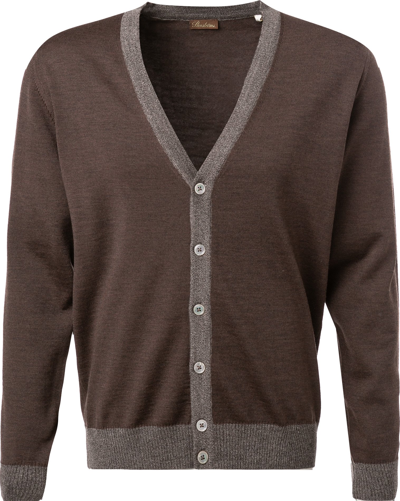 Thumbnail - Stenströms Herren Cardigan braun unifarben