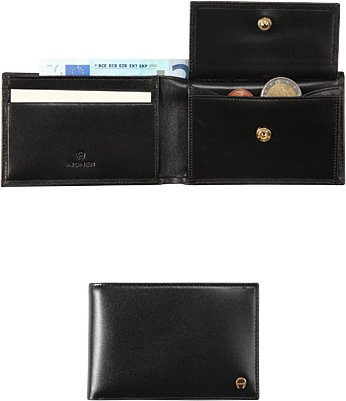 AIGNER Herren Geldbörse schwarz Leder