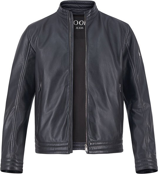 Thumbnail - JOOP! Herren Lederjacke blau unifarben