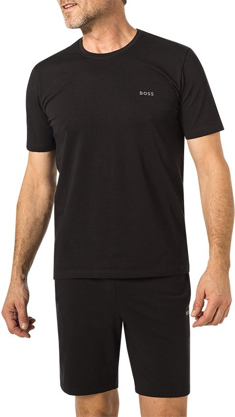 Thumbnail - BOSS Black Herren T-Shirt schwarz Baumwolle & Mix unifarben