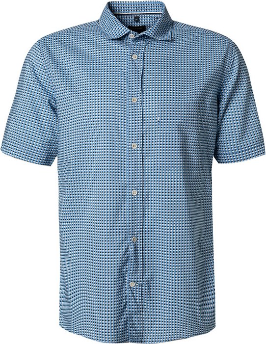 OLYMP Herren Kurzarmhemd blau gemustert