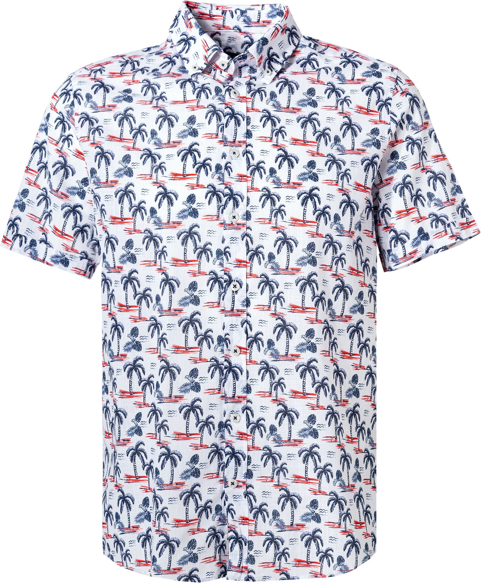 Thumbnail - bugatti Herren Kurzarmhemd blau geblümt