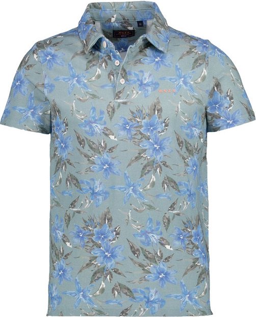 N.Z.A. Herren Polo-Shirts blau geblümt