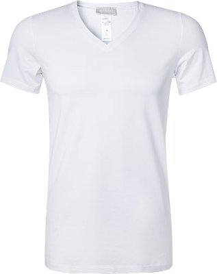 HANRO Herren T-Shirt weiß Baumwolle & Mix unifarben