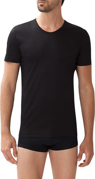 Zimmerli Herren T-Shirt schwarz Sea Island Baumwolle unifarben