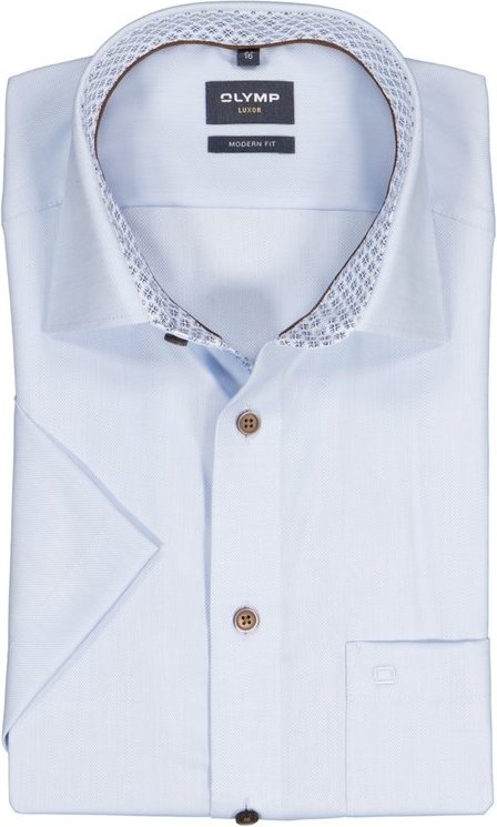 OLYMP Herren Kurzarmhemd blau