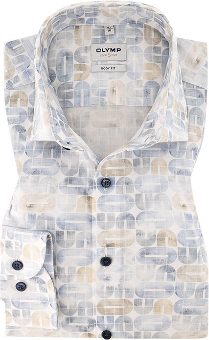 OLYMP Herren Hemd blau gemustert