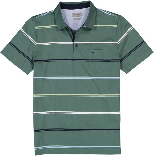 Pierre Cardin Herren Polo-Shirt grün gestreift