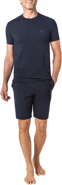 EMPORIO ARMANI Herren Pyjama blau Jersey-Baumwolle unifarben