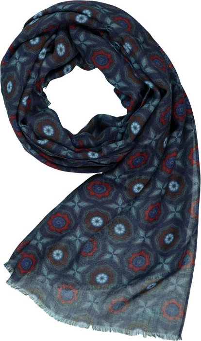 DANTE Herren Schal blau Woll-Stoff gemustert
