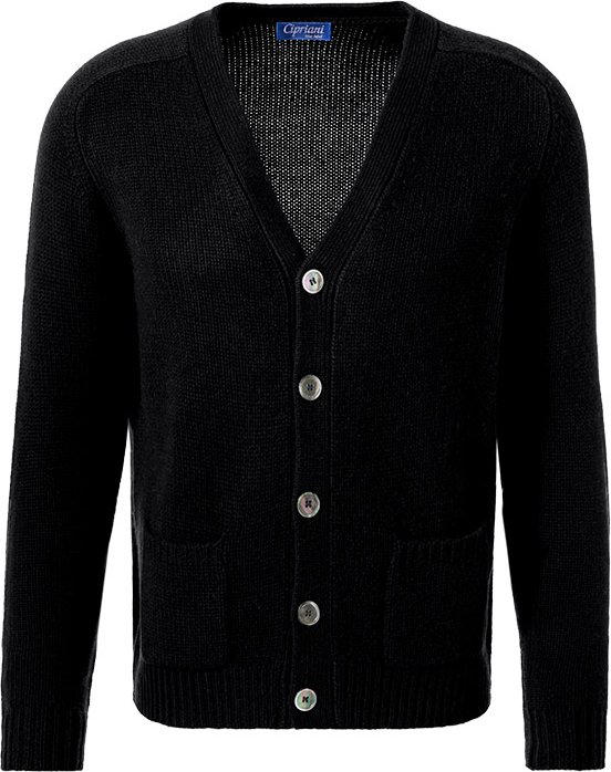 Thumbnail - Cipriani Herren Cardigan schwarz unifarben