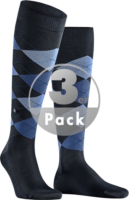 Thumbnail - Burlington Herren Kniestrümpfe blau Baumwolle & Mix Gemustert