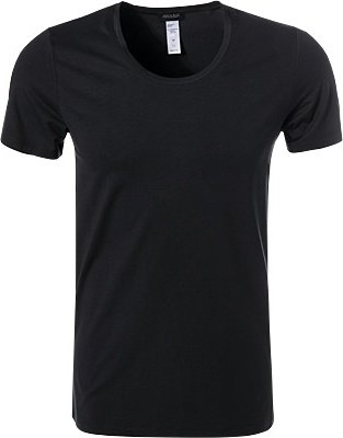 HANRO Herren T-Shirt schwarz Baumwolle & Mix unifarben