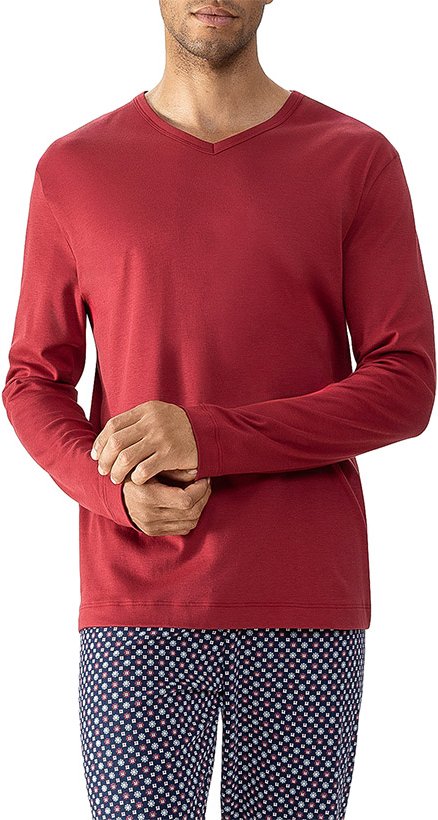 Mey Herren Longsleeve rot unifarben