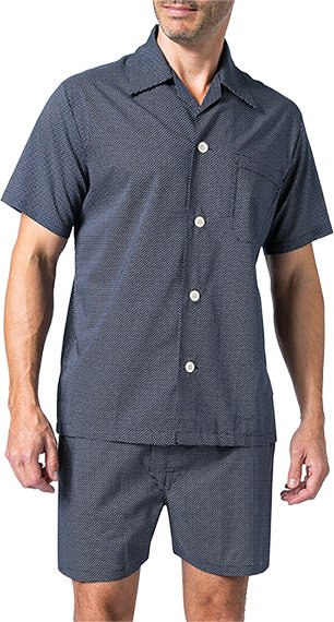 DEREK ROSE Herren Pyjama Set blau Baumwolle & Mix Gemustert Classic Fit
