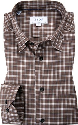 ETON Herren Hemd braun kariert Slim Fit