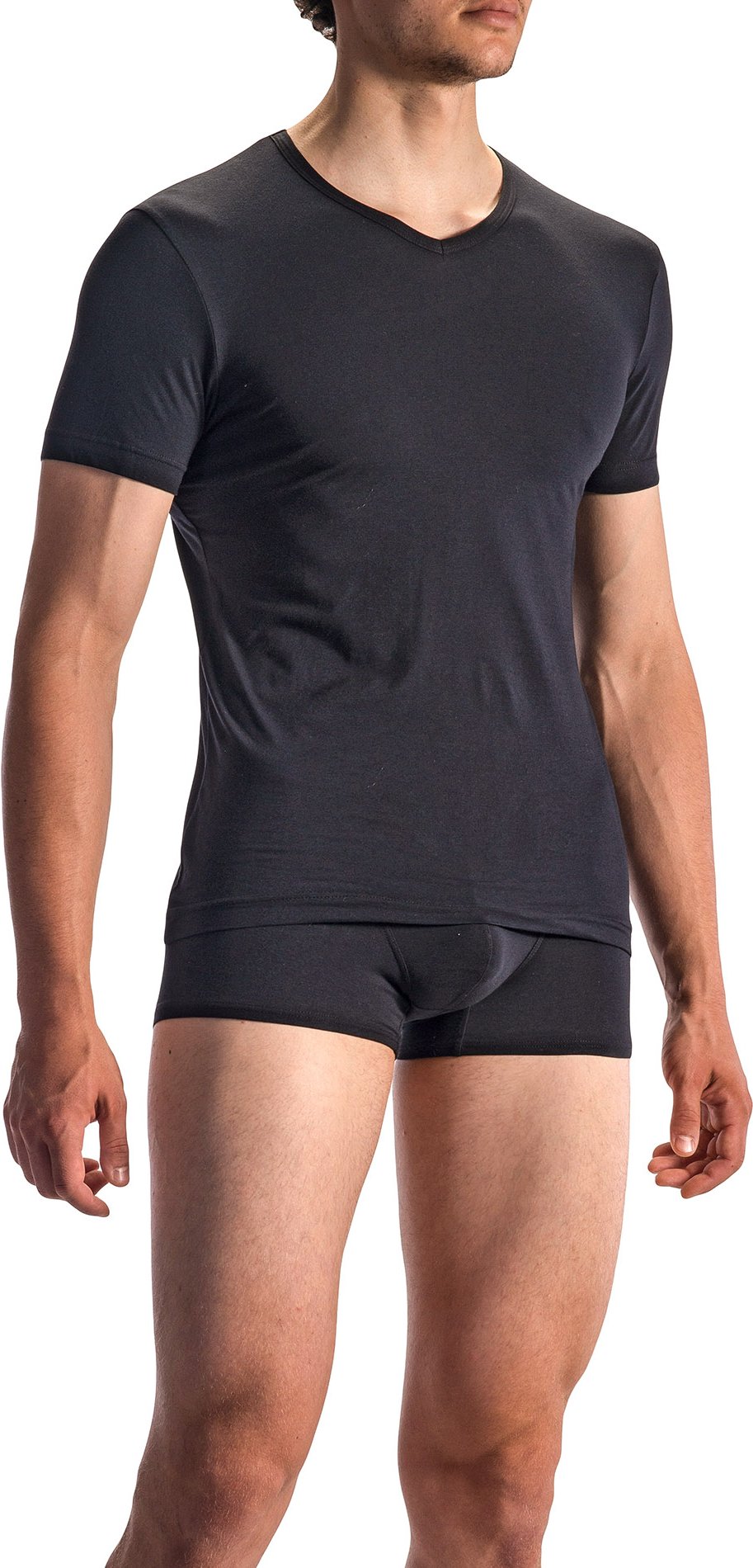 Olaf Benz Herren V-Shirt schwarz Baumwolle & Mix unifarben