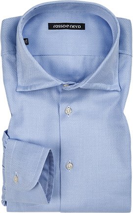 Thumbnail - rosso e nero Herren Hemd blau Fischgrat Slim Fit